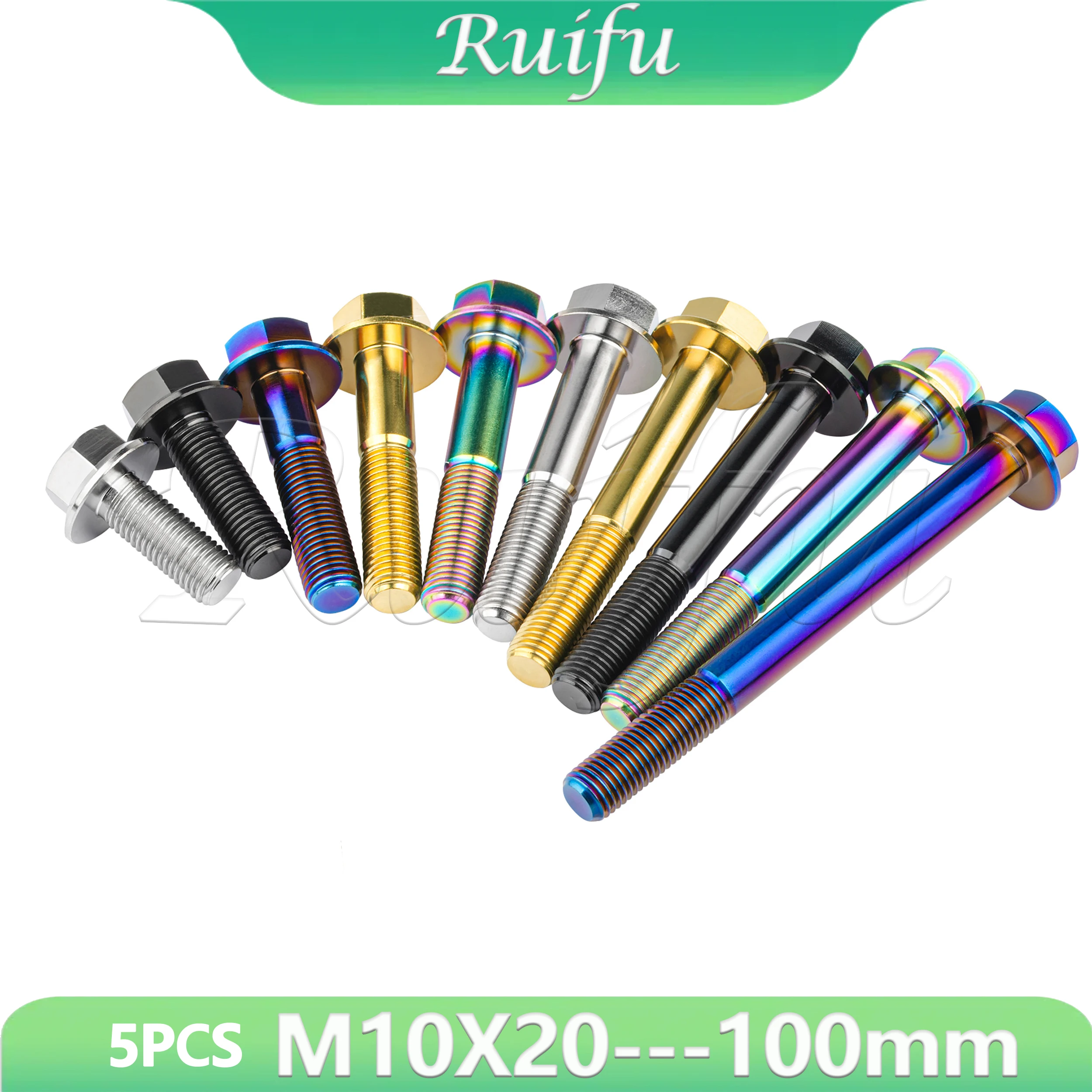 Ruifu Titanium Hex Head Flange Bolt 5PCS M10x20 -- 100mm Pitch1.25mm DIN6921
Ruifu Titanium Hex Head Flange Bolt 5PCS M10x20 -- 100mm Pitch1.25mm DIN6921