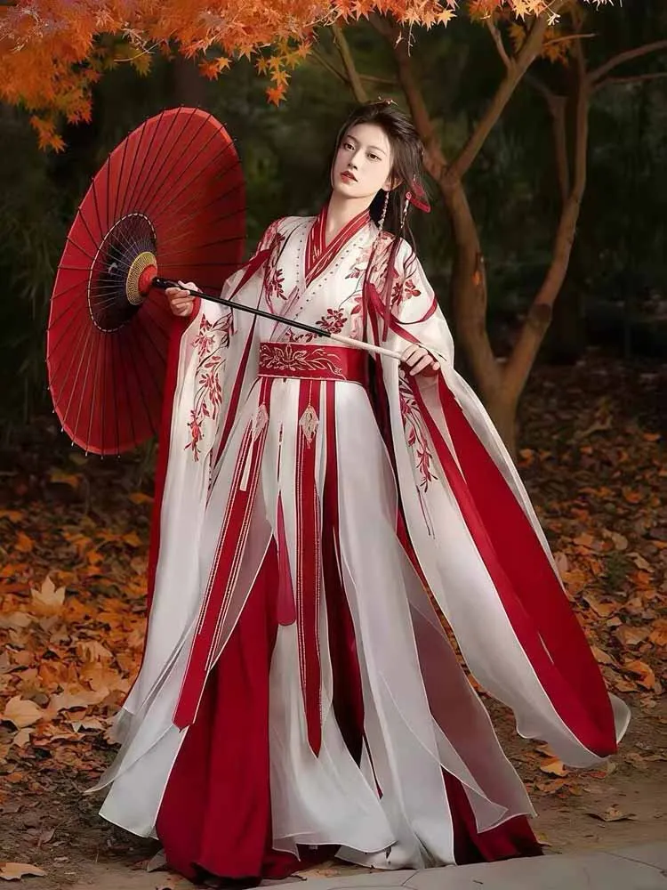Women Hanfu Set Heavy Embroidery Wei Jin Style Ancient Chinese Wide Sleeve Robe White Red Female Swordswoman Cosplay Costume
Women Hanfu Set Heavy Embroidery Wei Jin Style Ancient Chinese Wide Sleeve Robe White Red Female Swordswoman Cosplay Costume