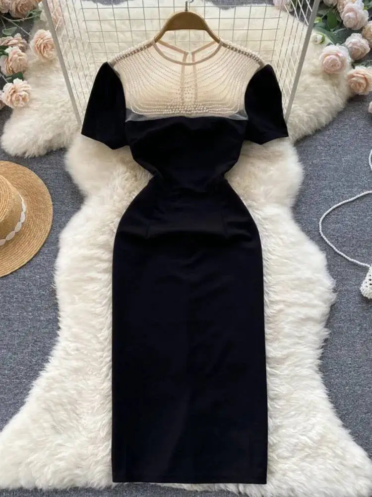 Women Vintage Black Boycon Dress Fashion Short Sleeve O-neck Mesh Ball Banquet Party Dresses 2022 Summer Elegant Slim Retro Robe
Women Vintage Black Boycon Dress Fashion Short Sleeve O-neck Mesh Ball Banquet Party Dresses 2022 Summer Elegant Slim Retro Robe