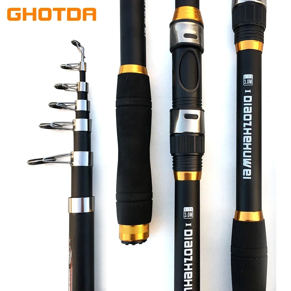 GHOTDA Telescopic Fishing Rod Hard FRP Carbon Fiber 2.1/2.4/2.7/3.0/3.6M Carp Fishing Rod feeder pole Fishing Tackle
GHOTDA Telescopic Fishing Rod Hard FRP Carbon Fiber 2.1/2.4/2.7/3.0/3.6M Carp Fishing Rod feeder pole Fishing Tackle