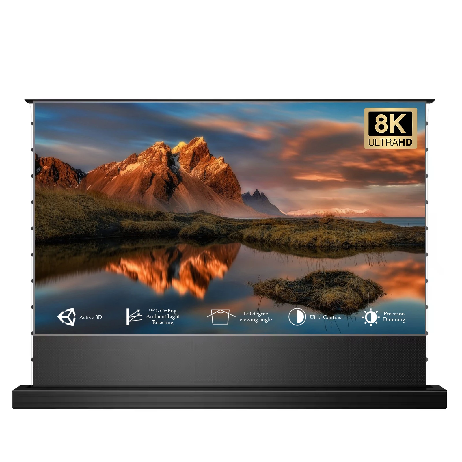 Yutong 72 "~ 150" T - Prism 8K 3D UST Электрический приземленный ультракороткий проектор Экран Поддержка ультравысокой четкости экран для проектора
Yutong 72 "~ 150" T - Prism 8K 3D UST Электрический приземленный ультракороткий проектор Экран Поддержка ультравысокой четкости экран для проектора