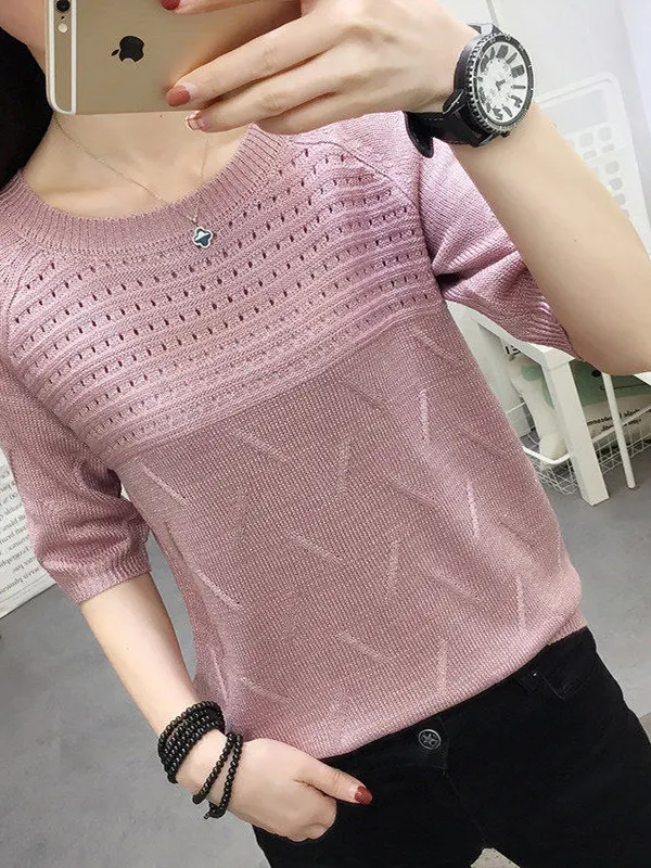 Новая летняя женская футболка ort Sve, вязаная ажурная круглая футболка из ледяного шелка, свободный тонкий дышащий топ в Корейском стиле для поездок на работу
Новая летняя женская футболка ort Sve, вязаная ажурная круглая футболка из ледяного шелка, свободный тонкий дышащий топ в Корейском стиле для поездок на работу