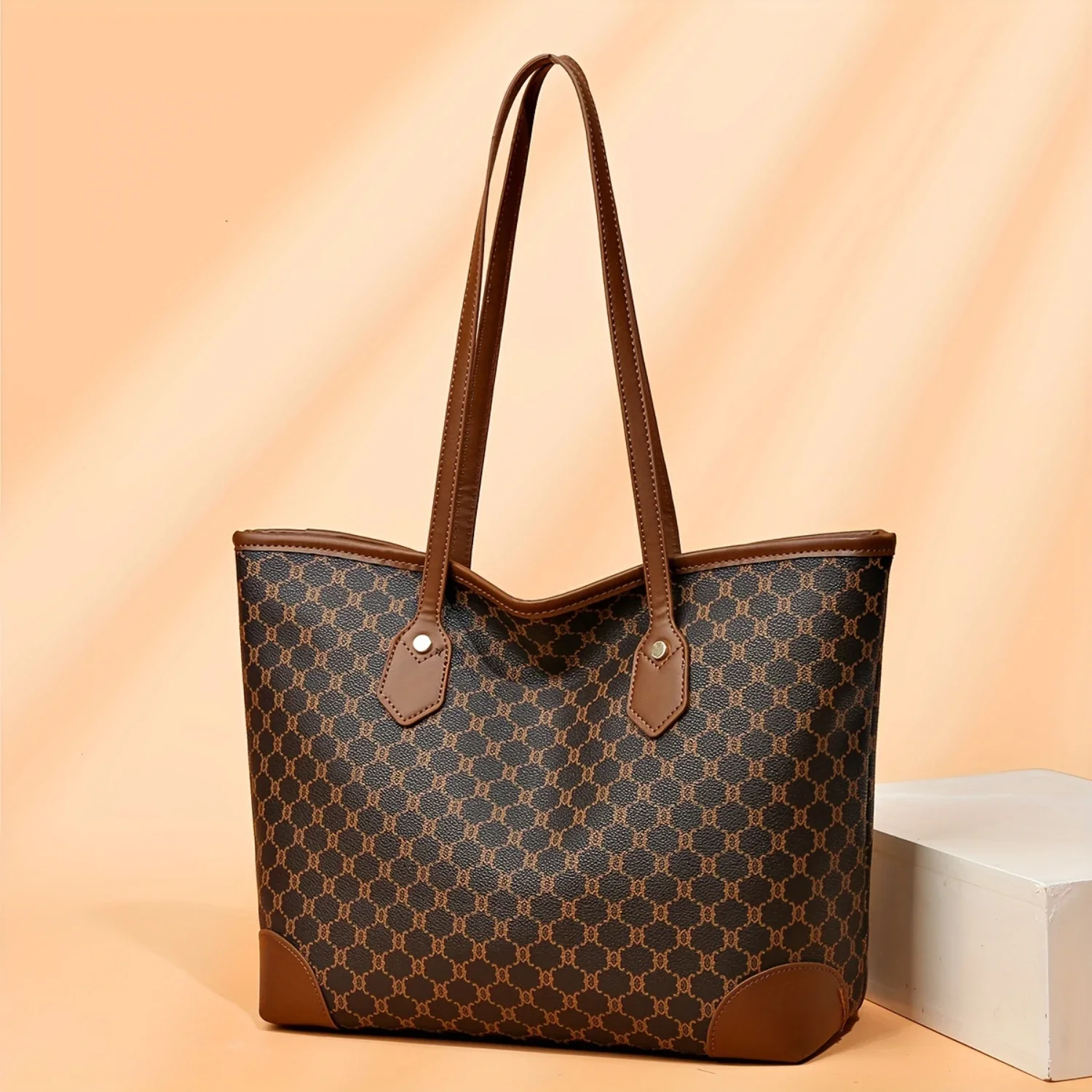 Vintage Large Capacity Tote Bag, Classic Geometric Pattern Shoulder Bag, Women's All-Match Handbag
Vintage Large Capacity Tote Bag, Classic Geometric Pattern Shoulder Bag, Women's All-Match Handbag