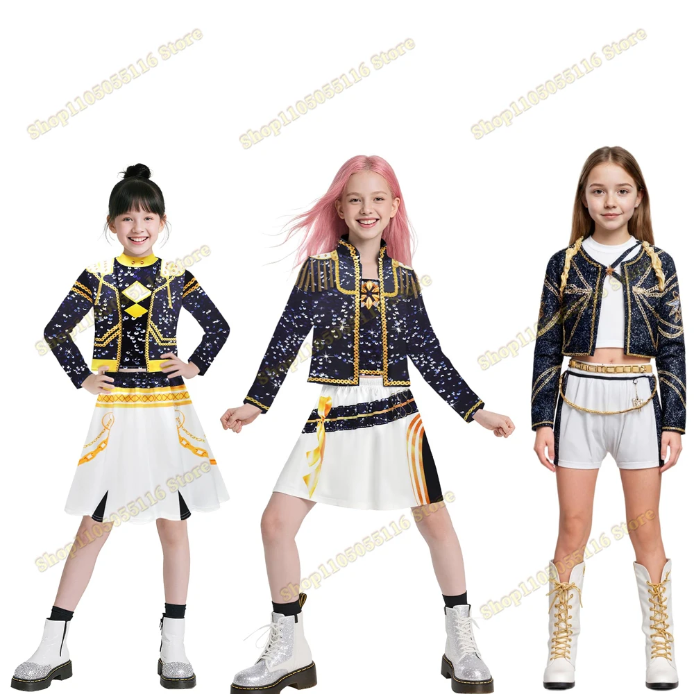 Girls’ kpop Demon Hunters 2025 Cosplay Mira Rumi Zoey Black Gold Clothing Perfect children's set for Halloween
Girls’ kpop Demon Hunters 2025 Cosplay Mira Rumi Zoey Black Gold Clothing Perfect children's set for Halloween