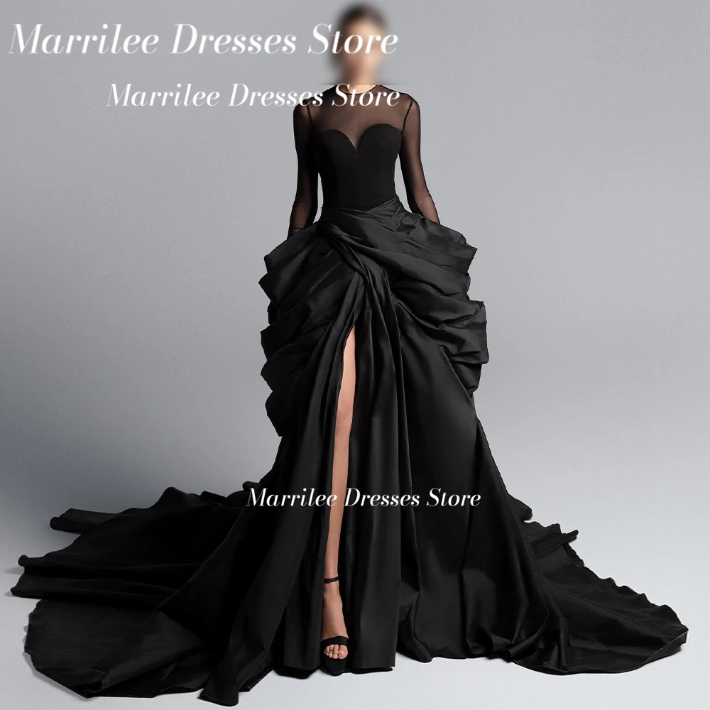 Marrilee Solid Black A-Line Satin Long Sleeves Panel Train Tiered V Neck See Through Elegant Party Dresses Woman Floor Length
Marrilee Solid Black A-Line Satin Long Sleeves Panel Train Tiered V Neck See Through Elegant Party Dresses Woman Floor Length