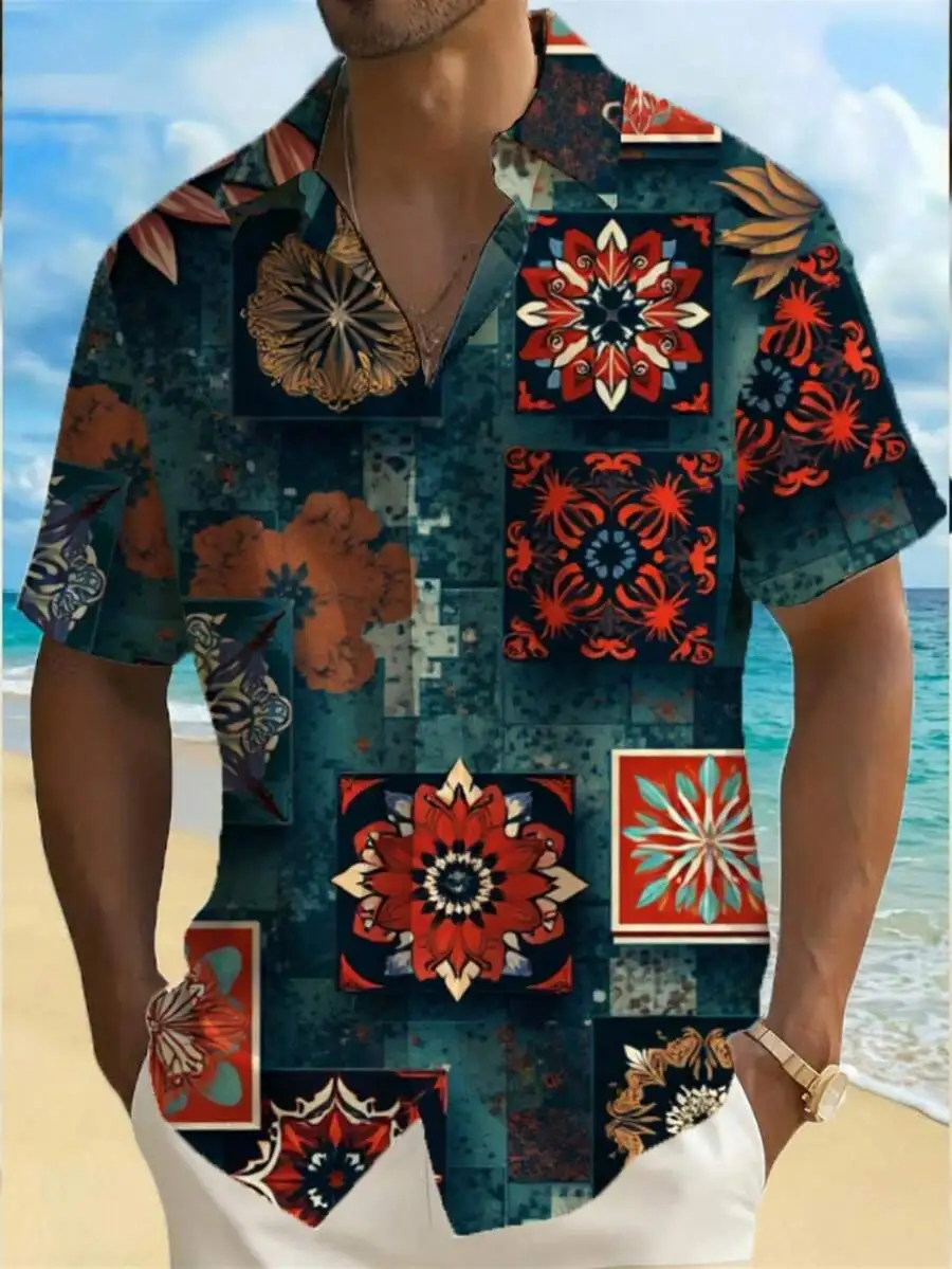 Mandala Floral Print Mens Casual Short Sleeve Button Down Beach Shirt
Mandala Floral Print Mens Casual Short Sleeve Button Down Beach Shirt
