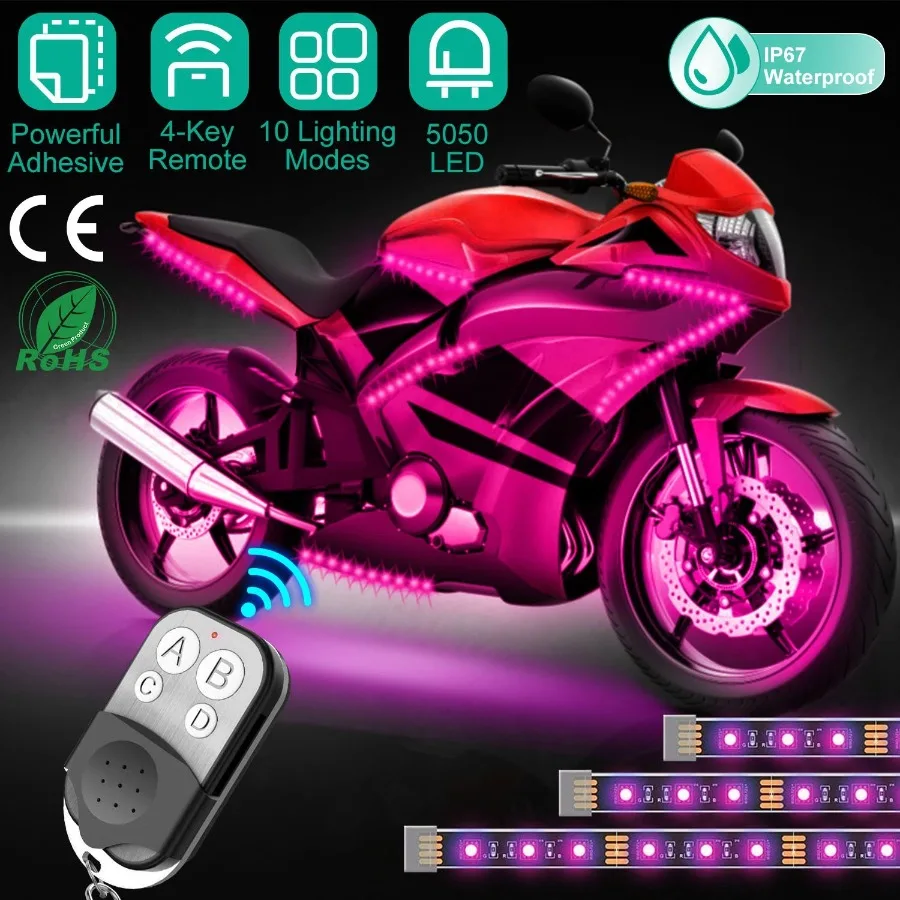 6Pcs Motorcycle LED Light Strips MultiColor Neon Light Kits Waterproof DC 12V RGB Atmosphere Lights
6Pcs Motorcycle LED Light Strips MultiColor Neon Light Kits Waterproof DC 12V RGB Atmosphere Lights
