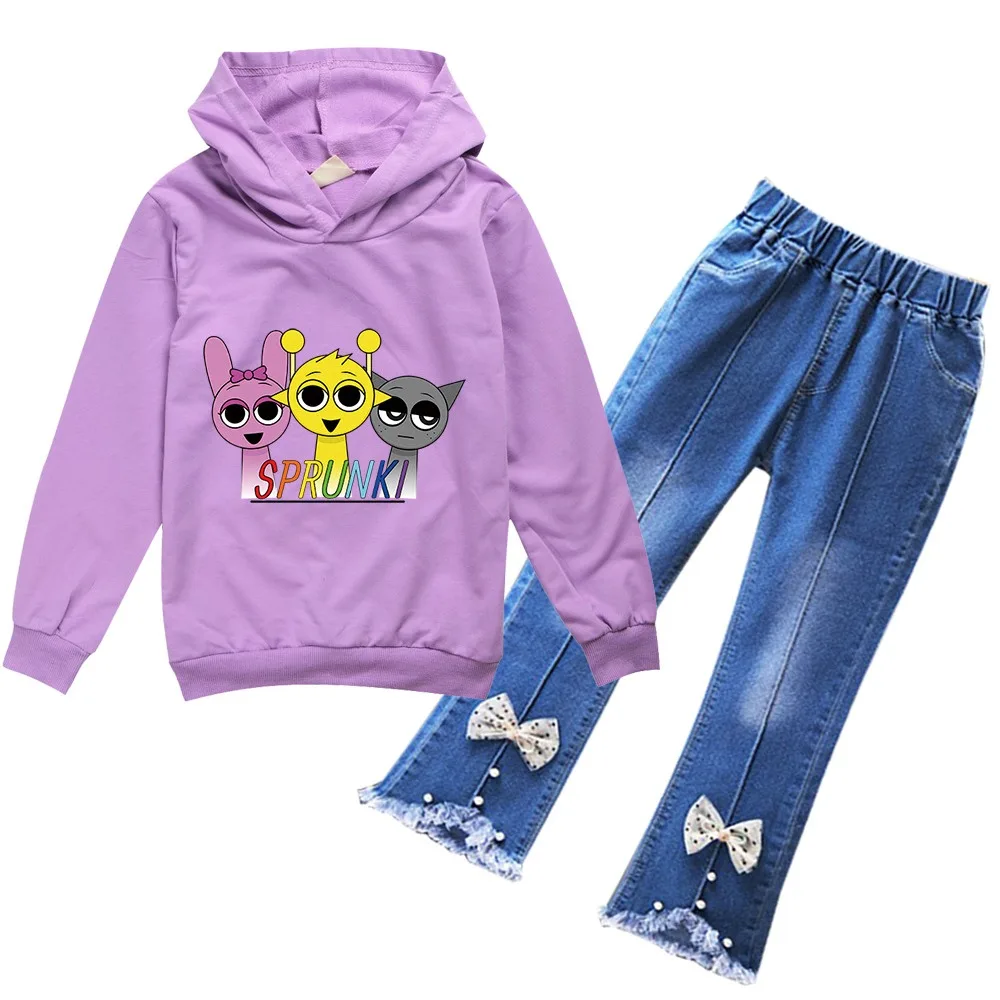 Sprunki Shirts Kids Cartoon Incredibox Clothes Baby Girls Hoody Sweatshirts Denim Jeans 2pcs Set Children Spring Fall Tracksuits
Sprunki Shirts Kids Cartoon Incredibox Clothes Baby Girls Hoody Sweatshirts Denim Jeans 2pcs Set Children Spring Fall Tracksuits