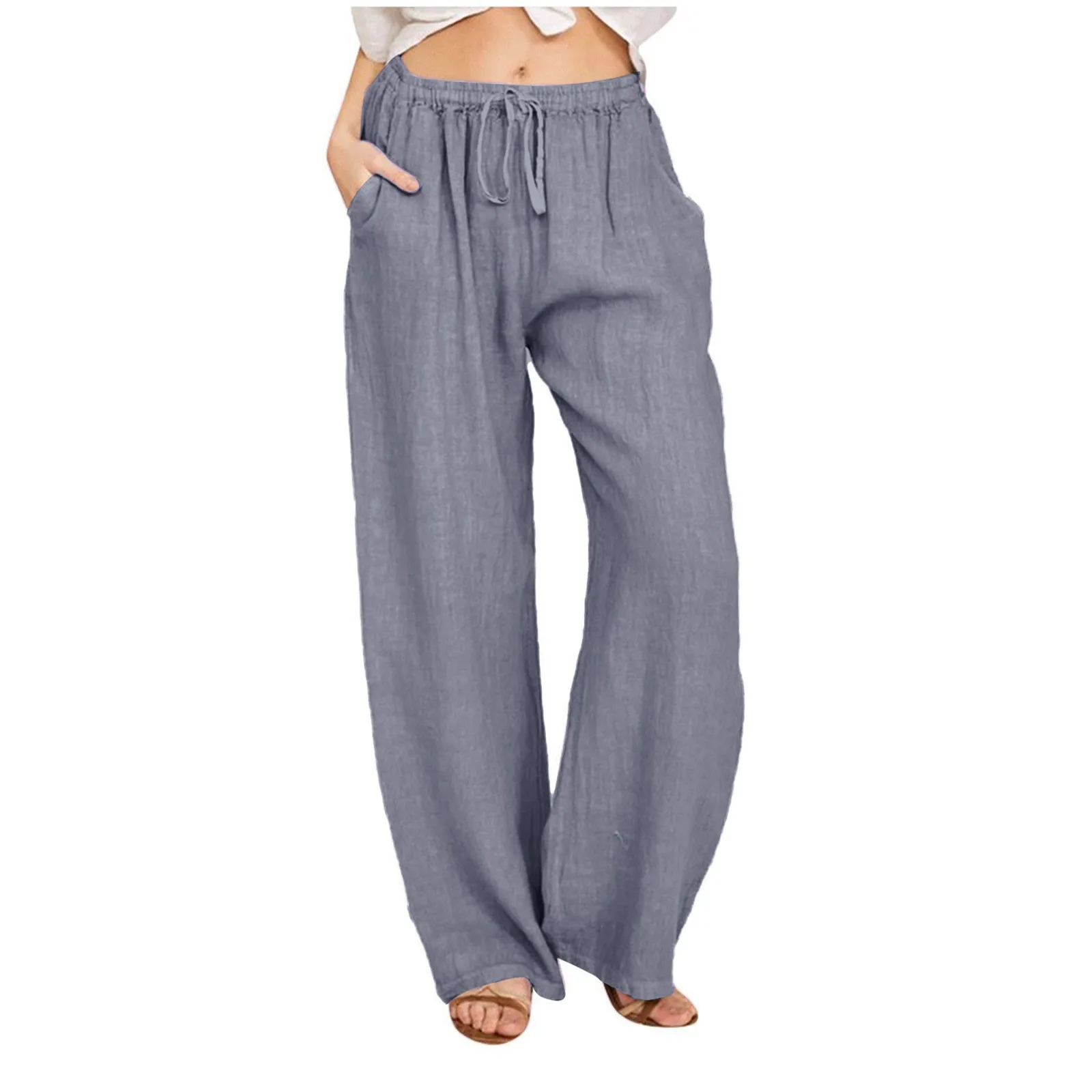 Women'S Trousers 2025 Summer Casual Straight Wide Leg Pants Solid Color Casual Long Pants With Pockets Fashion Pantalones
Women'S Trousers 2025 Summer Casual Straight Wide Leg Pants Solid Color Casual Long Pants With Pockets Fashion Pantalones