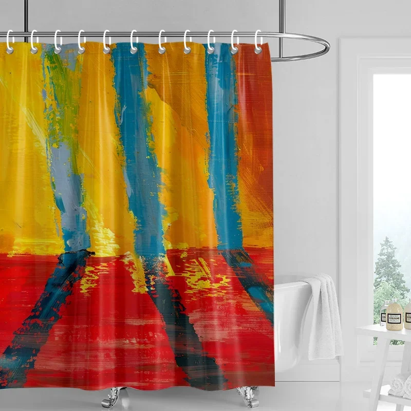 Занавеска для душа абстрактное искусство — жирный красный, желтый и синий кисточки, водонепроницаемая с люверсами, современный декор для ванной комнаты 
Занавеска для душа абстрактное искусство — жирный красный, желтый и синий кисточки, водонепроницаемая с люверсами, современный декор для ванной комнаты