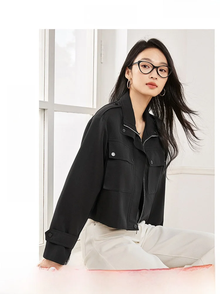 Unique Stylish Black Jacket Women's Short Casual Coat Slimming Top Fashionable Workwear Style Polyester Fiber Long Sleeve Zipper
Unique Stylish Black Jacket Women's Short Casual Coat Slimming Top Fashionable Workwear Style Polyester Fiber Long Sleeve Zipper