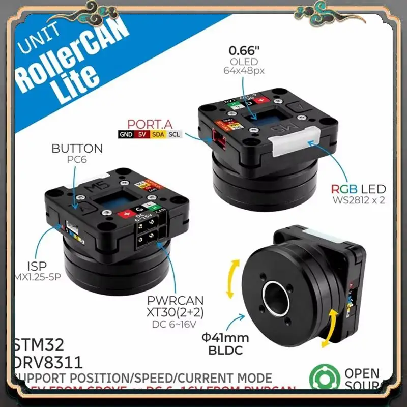 ASMA-For M5stack Rollercan Lite Unit Brushless DC Motor Motion Kit CAN/I2C Control Without Slip Ring (STM32)
ASMA-For M5stack Rollercan Lite Unit Brushless DC Motor Motion Kit CAN/I2C Control Without Slip Ring (STM32)