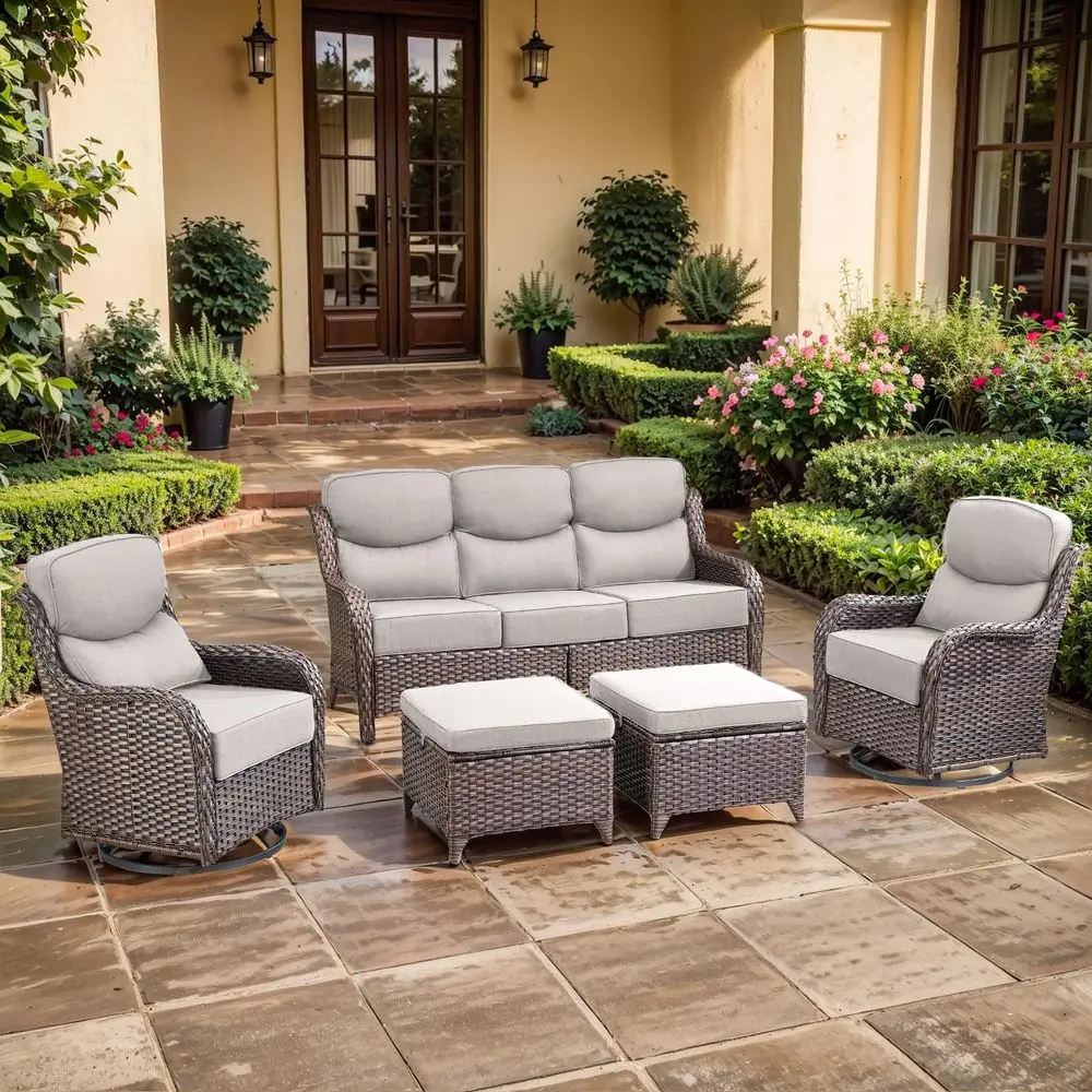 High Back Outdoor Furniture with 6inch Extra Thick Cushions, Patio Furniture Set with Swivel Chairs, 5 PCS Wicker Conversation
High Back Outdoor Furniture with 6inch Extra Thick Cushions, Patio Furniture Set with Swivel Chairs, 5 PCS Wicker Conversation