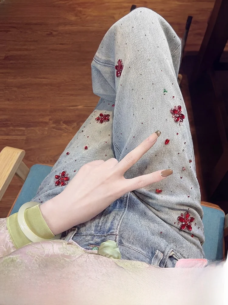 New Chinese Style High Waist Wide Leg Jeans Women's Early Spring Fashion Bright Diamond Embellished National Style Casual Cot...
New Chinese Style High Waist Wide Leg Jeans Women's Early Spring Fashion Bright Diamond Embellished National Style Casual Cot...