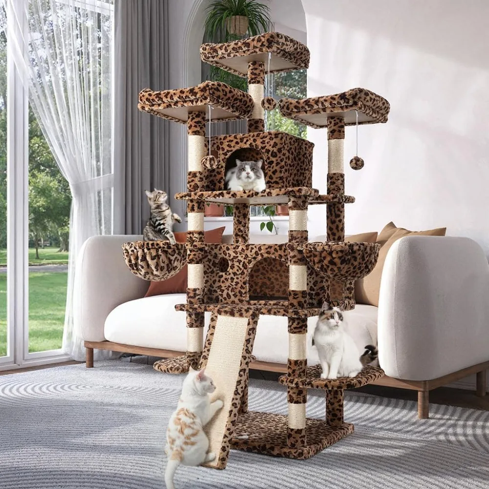 68 Inches Multi-Level Large Cat Tree for Feline/Big Tower/Condo/Cozy Plush Kitty Perches/Fluffy Balls/Sisal Scratching Posts a
68 Inches Multi-Level Large Cat Tree for Feline/Big Tower/Condo/Cozy Plush Kitty Perches/Fluffy Balls/Sisal Scratching Posts a
