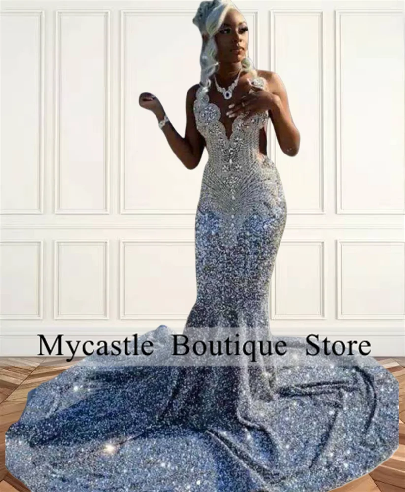 Sparkly Silvers Sequins Long Prom Dresses For Black Girl 2025 Crystal Rhinestones Mermaid Birthday Formal Party Gown Customized
Sparkly Silvers Sequins Long Prom Dresses For Black Girl 2025 Crystal Rhinestones Mermaid Birthday Formal Party Gown Customized