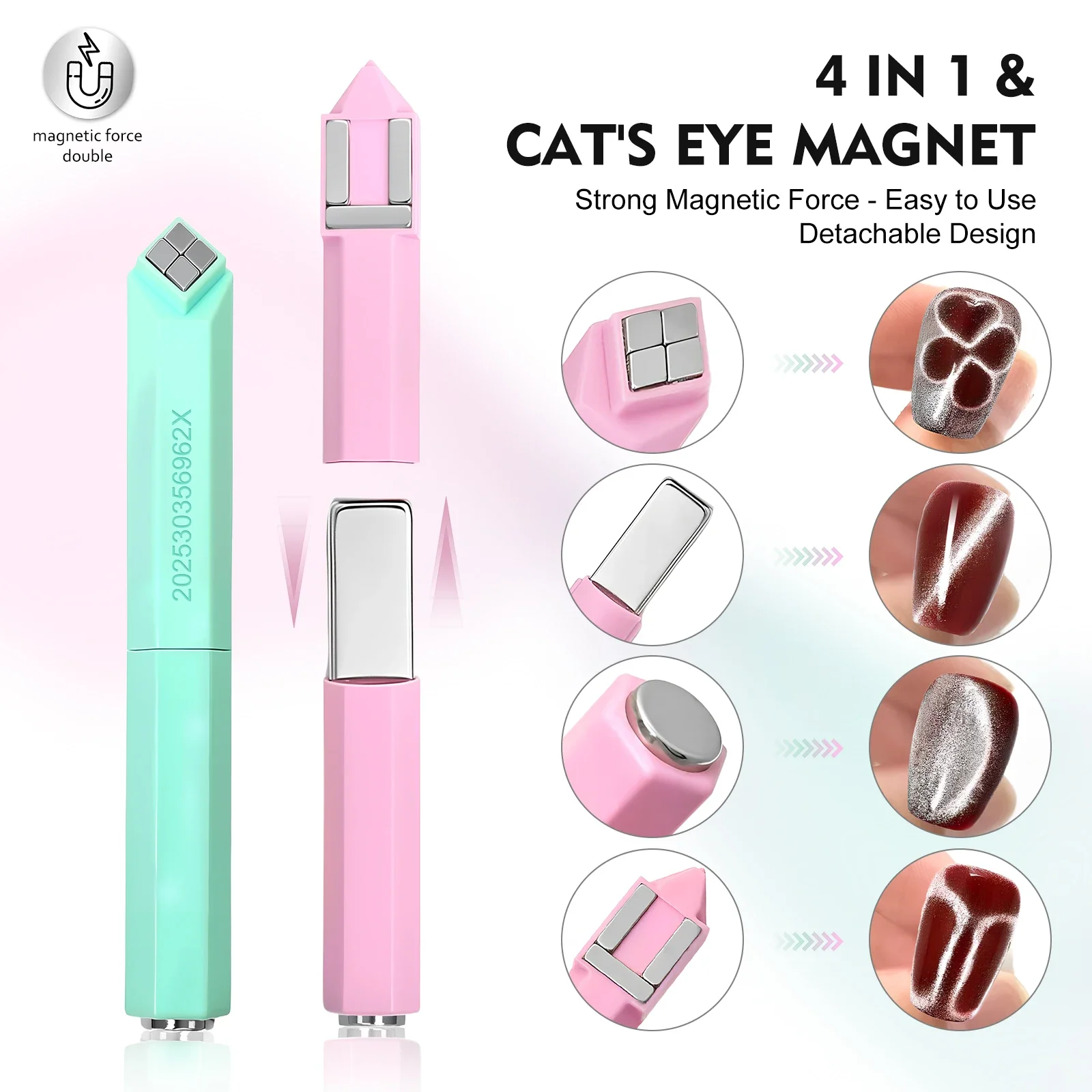4 in 1 Nail Magnet Nail Art Tool 3D Cat Eye Gel Polish Effect Magnetic Stick Multi-Function Magnet Pen for Salon DIY Manicure
4 in 1 Nail Magnet Nail Art Tool 3D Cat Eye Gel Polish Effect Magnetic Stick Multi-Function Magnet Pen for Salon DIY Manicure