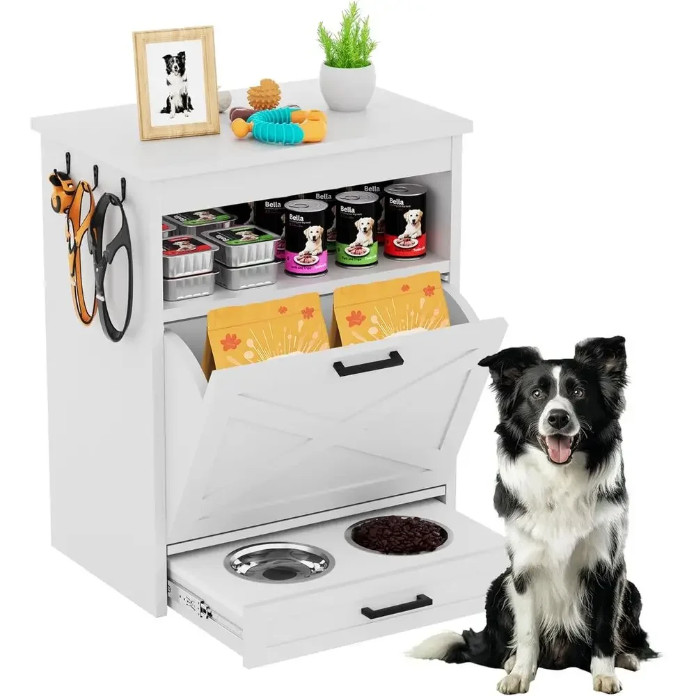 White Elevated Dog Bowls Storage Cabinet with Pet Feeding Station and Organizer
White Elevated Dog Bowls Storage Cabinet with Pet Feeding Station and Organizer