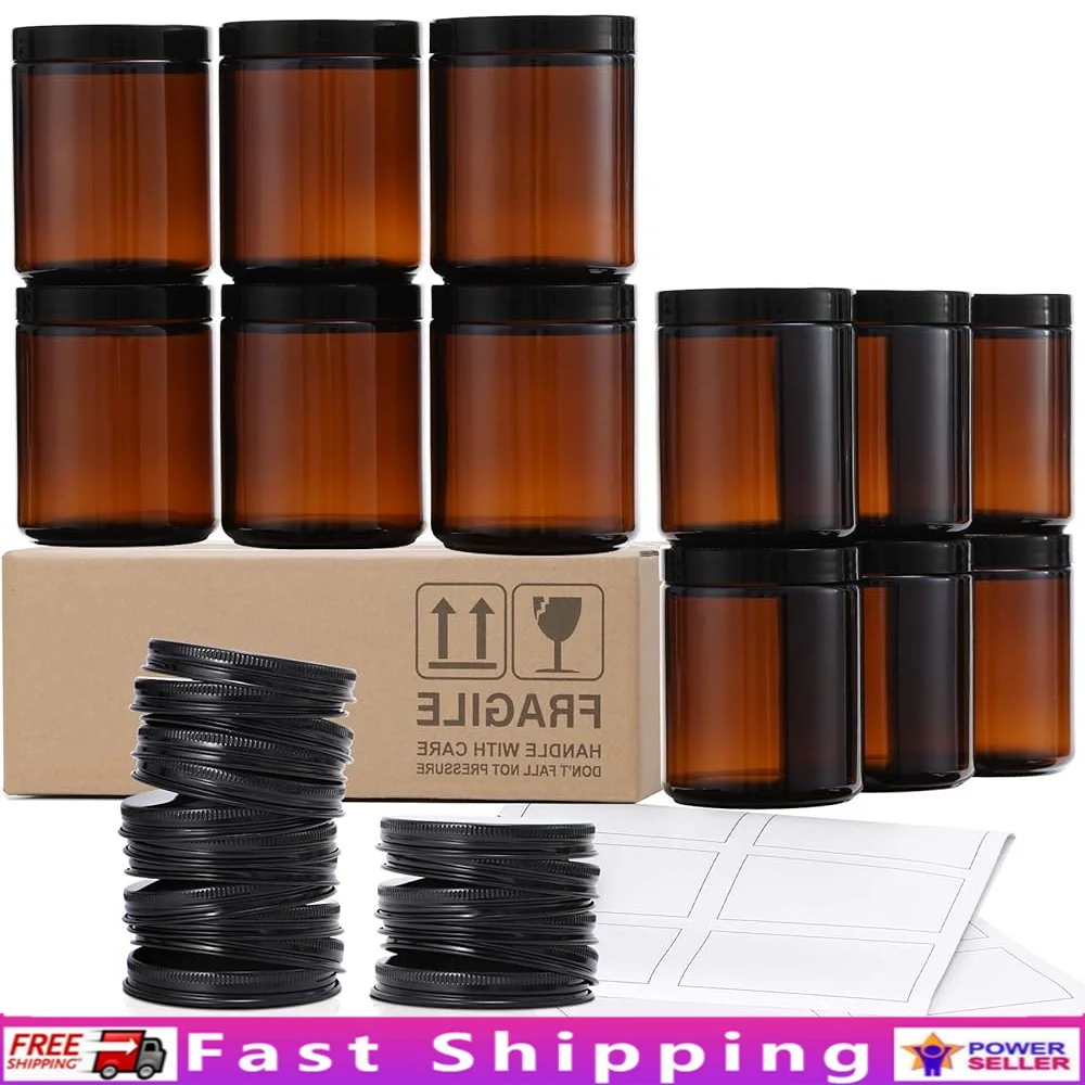 12 упаковок банок для хранения из янтарного стекла толщиной 8 унций с металлическими и пластиковыми крышками, герметичные пищевые свечи, поделки
12 упаковок банок для хранения из янтарного стекла толщиной 8 унций с металлическими и пластиковыми крышками, герметичные пищевые свечи, поделки