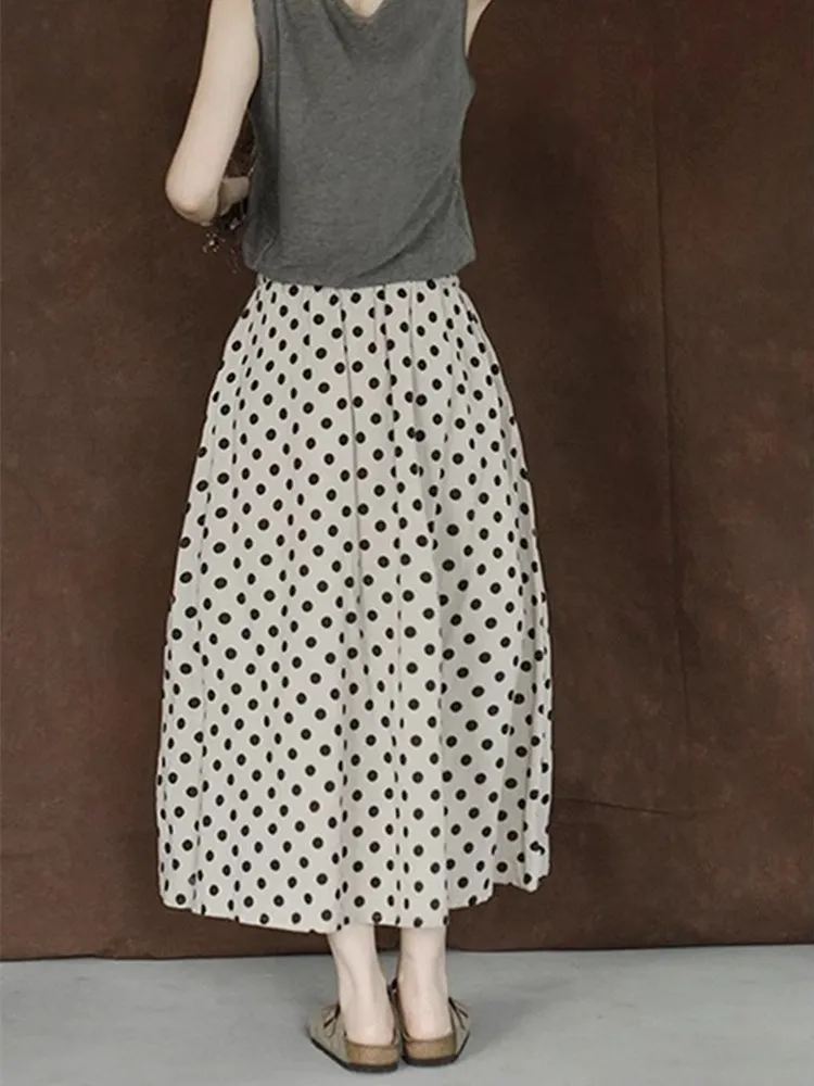 Новая женская летняя юбка в горошек с высокой талией, приталенная, А-силуэт, из хлопка и льна, средней длины, универсальная, для молодых женщин
Новая женская летняя юбка в горошек с высокой талией, приталенная, А-силуэт, из хлопка и льна, средней длины, универсальная, для молодых женщин