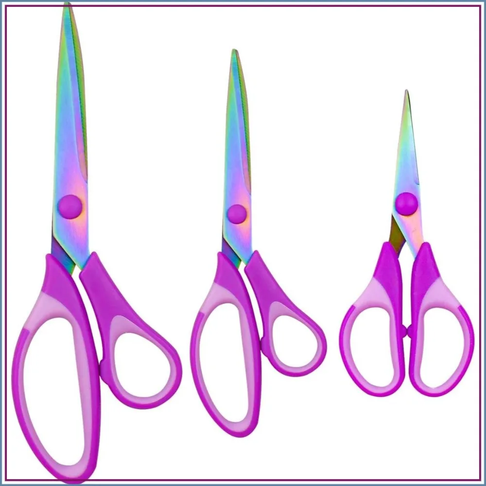 Craft Stainless Steel Titanium Coating Scissors Set of 3 - Multipurpose Fabric Scissors, Soft Grip Handle, Sharp Titanium Blades - Great for Office, Home, School
Craft Stainless Steel Titanium Coating Scissors Set of 3 - Multipurpose Fabric Scissors, Soft Grip Handle, Sharp Titanium Blades - Great for Office, Home, School