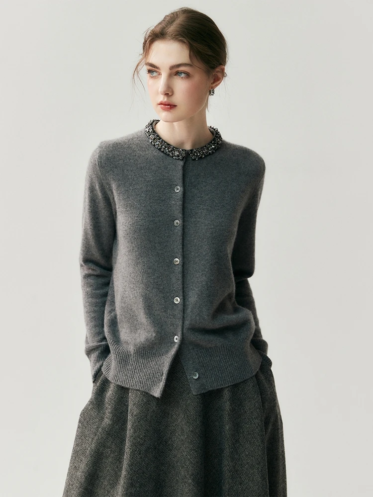 Осень-зима, кашемировый свитер, женский кардиган с круглым вырезом и бриллиантами, 100% кашемировый вязаный женский стиль, элегантная одежда
Осень-зима, кашемировый свитер, женский кардиган с круглым вырезом и бриллиантами, 100% кашемировый вязаный женский стиль, элегантная одежда
