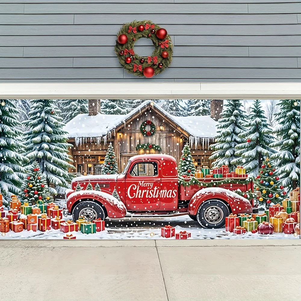 1 шт. праздничный полиэстеровый рождественский баннер с крышкой для гаражных ворот - красный дизайн грузовика и кабины, универсальный уличный флаг
1 шт. праздничный полиэстеровый рождественский баннер с крышкой для гаражных ворот - красный дизайн грузовика и кабины, универсальный уличный флаг