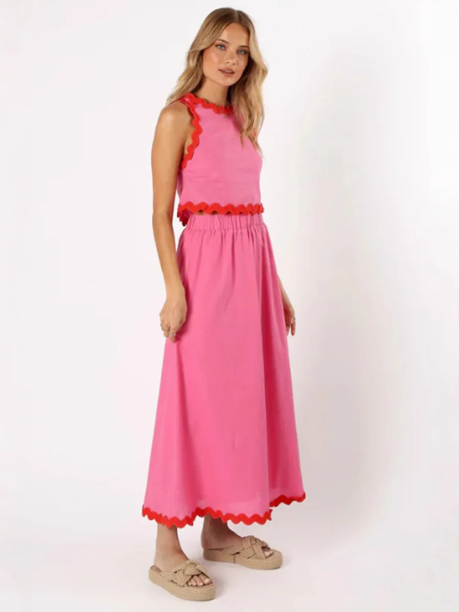 Women's autumn fashion casual sleeveless vest short top and skirt two-piece set
Women's autumn fashion casual sleeveless vest short top and skirt two-piece set