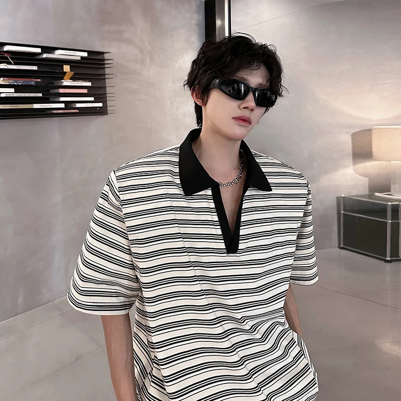 Men Loose Fit Striped Polo Shirt Casual Fashion Collar T-Shirt man Breathable Streetwear Summer Top Tee Trendy Mens Clothing
Men Loose Fit Striped Polo Shirt Casual Fashion Collar T-Shirt man Breathable Streetwear Summer Top Tee Trendy Mens Clothing