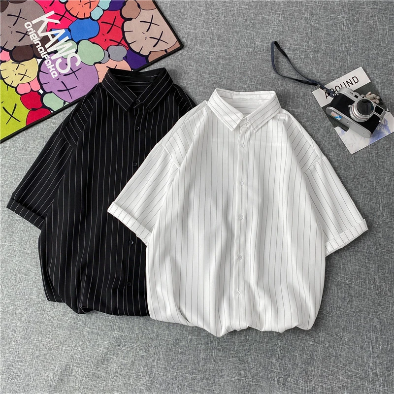 Retro Japanese Style Men's Striped Shirt Summer 2026 Half Sleeve Drapey Collared Loose Fit Youthful Trend Summer Wear
Retro Japanese Style Men's Striped Shirt Summer 2026 Half Sleeve Drapey Collared Loose Fit Youthful Trend Summer Wear