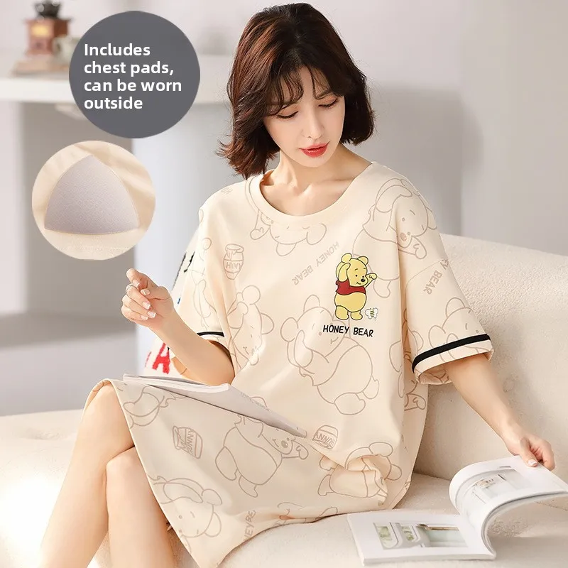 Summer Cotton Cartoon Sleepwear Women's Midi Dress Loose Comfortable Home Clothes Outerwear Cute Chest Pad Nightgown
Summer Cotton Cartoon Sleepwear Women's Midi Dress Loose Comfortable Home Clothes Outerwear Cute Chest Pad Nightgown
