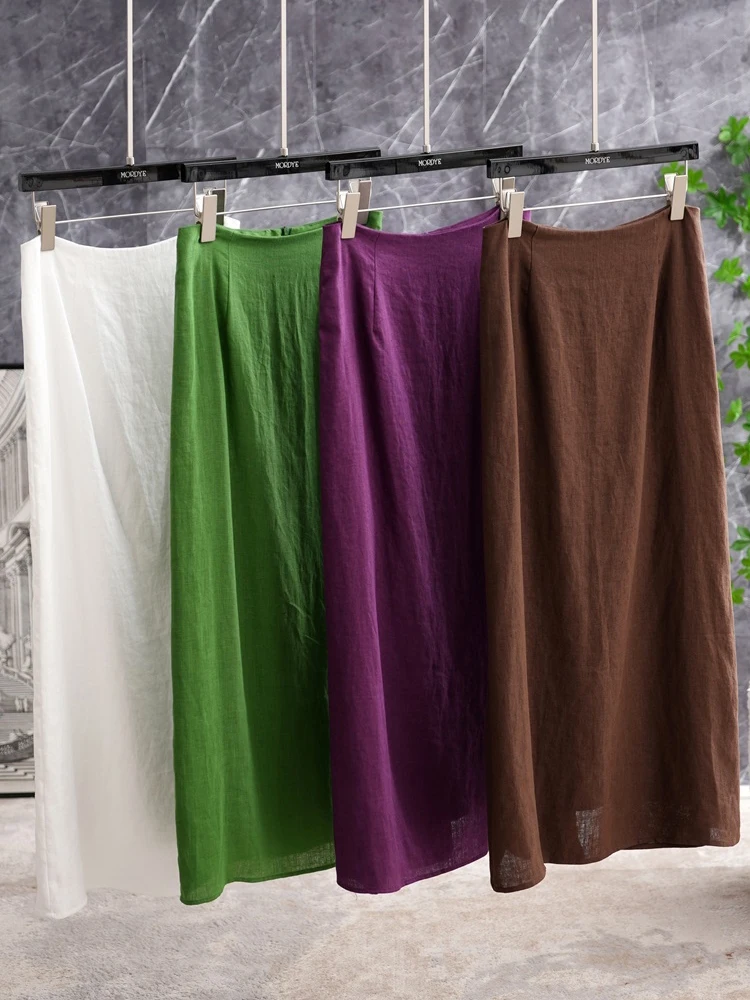 Elegant Simple High Waist A-Line Midi Skirt Plant Dyeing 100% Linen Long Skirts Women's Summer Commute Style Zipper Splice Split
Elegant Simple High Waist A-Line Midi Skirt Plant Dyeing 100% Linen Long Skirts Women's Summer Commute Style Zipper Splice Split