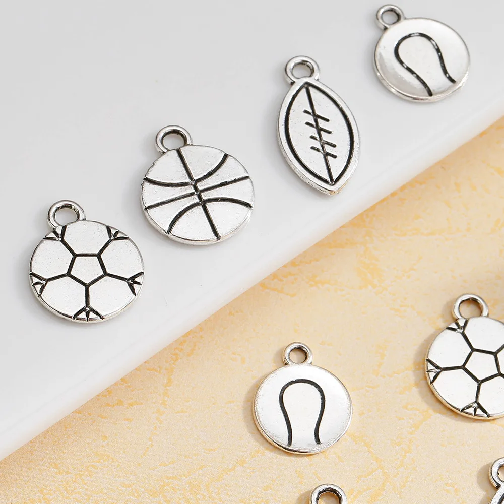 Basketball and football jewelry pendants, alloy rugby antique silver DIY jewelry accessories
Basketball and football jewelry pendants, alloy rugby antique silver DIY jewelry accessories