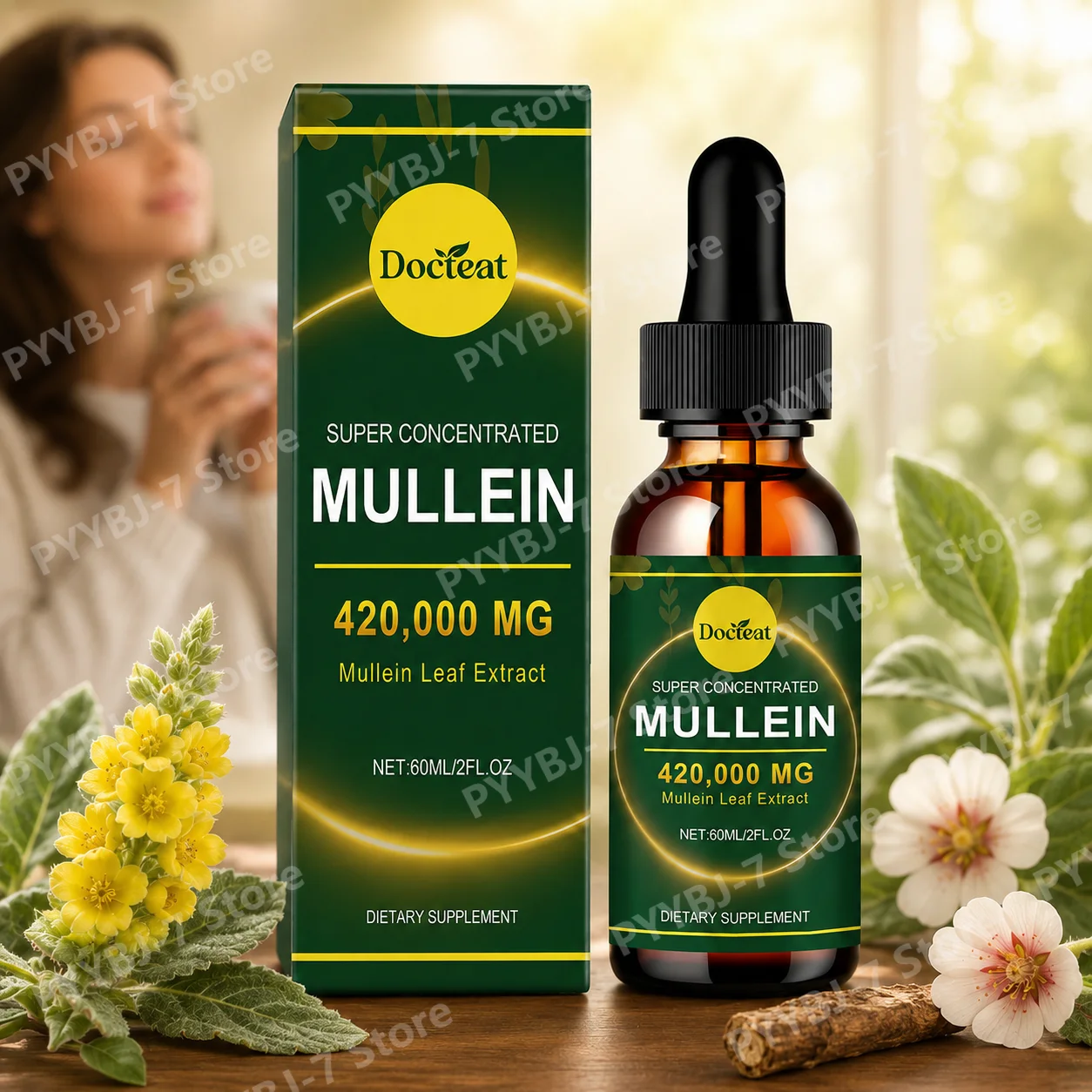 Mullein Leaf Extract Drops 60ml Super Concentrated Herbal Blend with Thyme Marshmallow Calendula Daily Wellness Support
Mullein Leaf Extract Drops 60ml Super Concentrated Herbal Blend with Thyme Marshmallow Calendula Daily Wellness Support