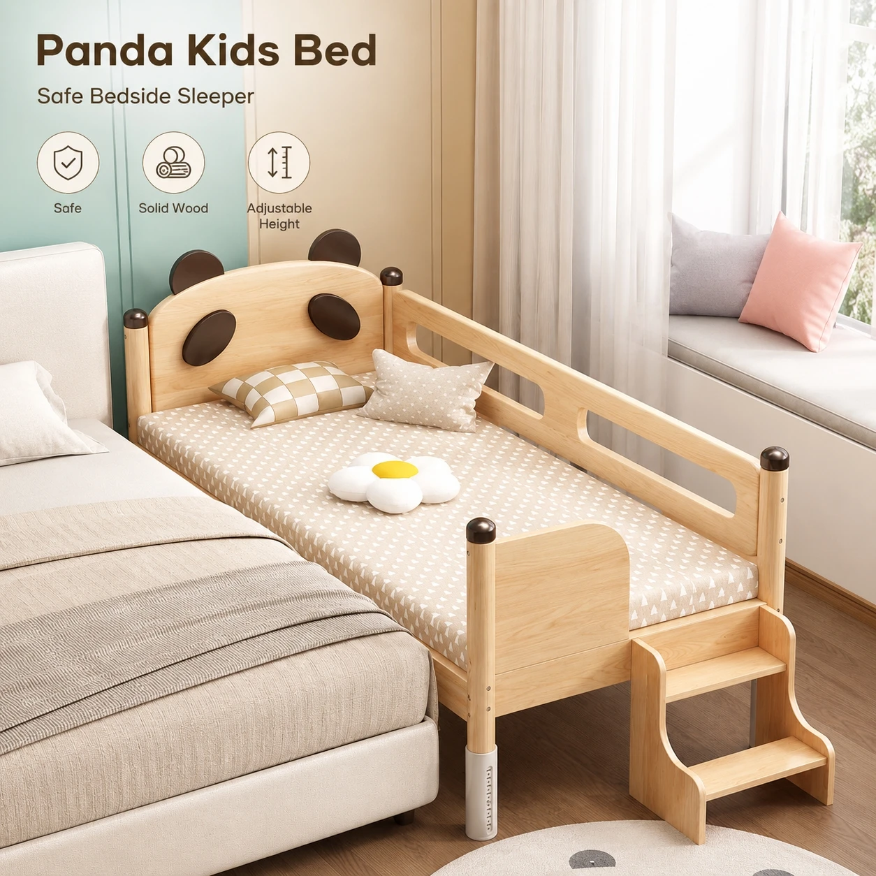 Solid Wood Kids Bedside Splicing Bed with Guardrail Toddler Bed Frame Height Adjustable with Mattress for Boys Girls
Solid Wood Kids Bedside Splicing Bed with Guardrail Toddler Bed Frame Height Adjustable with Mattress for Boys Girls
