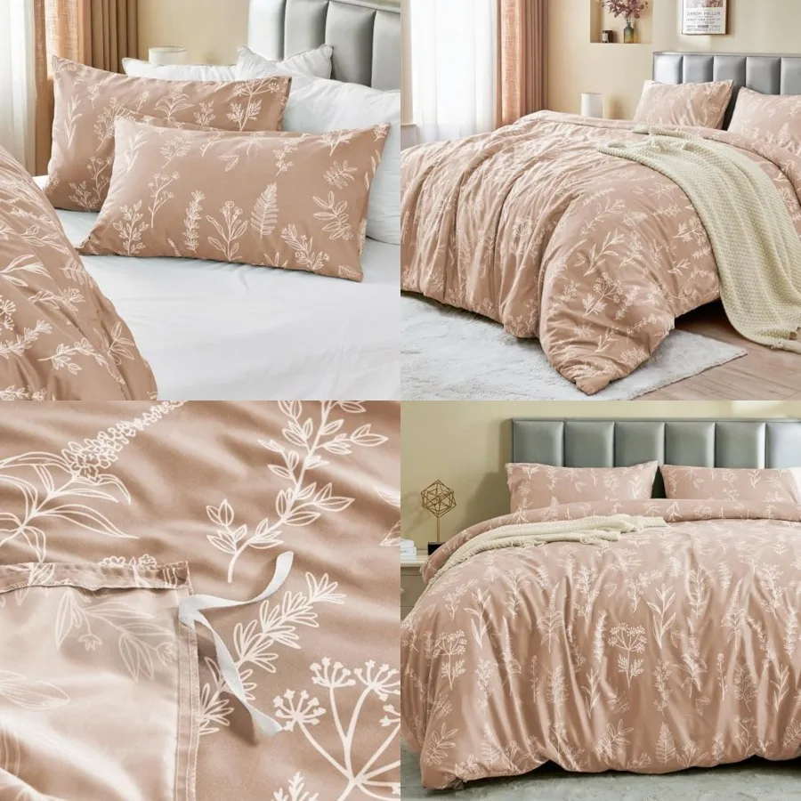 Duvet Cover Queen Size, Reversible Floral Rosy Gold Duvet Cover Set with Zipper Closure, 3 Pieces Botanical Patterns Soft Micro
Duvet Cover Queen Size, Reversible Floral Rosy Gold Duvet Cover Set with Zipper Closure, 3 Pieces Botanical Patterns Soft Micro