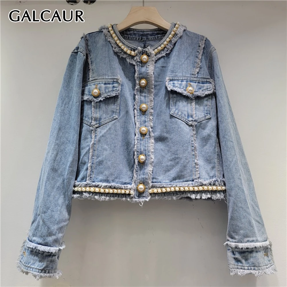 GALCAUR Blue Spliced Pearls Basics Chic Jacket Female O Neck Long Sleeve Loose Fringed Women's Jackets Fashion Autumn Style New
GALCAUR Blue Spliced Pearls Basics Chic Jacket Female O Neck Long Sleeve Loose Fringed Women's Jackets Fashion Autumn Style New