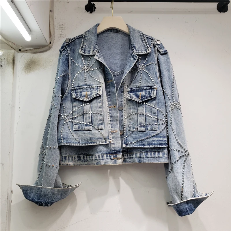 Autumn Vintage Blue Rivet Big Pocket Denim Jacket Women Student Cowboy Outerwear Korean Loose Casual Short Jeans Jacket Female
Autumn Vintage Blue Rivet Big Pocket Denim Jacket Women Student Cowboy Outerwear Korean Loose Casual Short Jeans Jacket Female