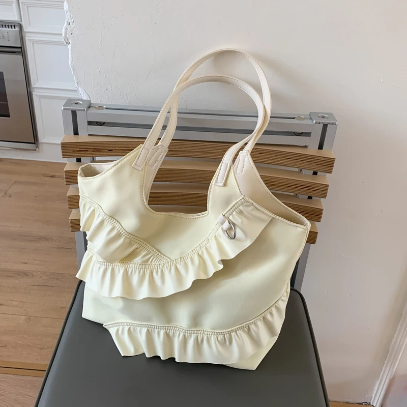 Ruffle Design Pu Leather Shoulder Bag Large Capacity Top Handle Tote Lady Fashion Handbag Japan Style Travel Underarm Bag
Ruffle Design Pu Leather Shoulder Bag Large Capacity Top Handle Tote Lady Fashion Handbag Japan Style Travel Underarm Bag