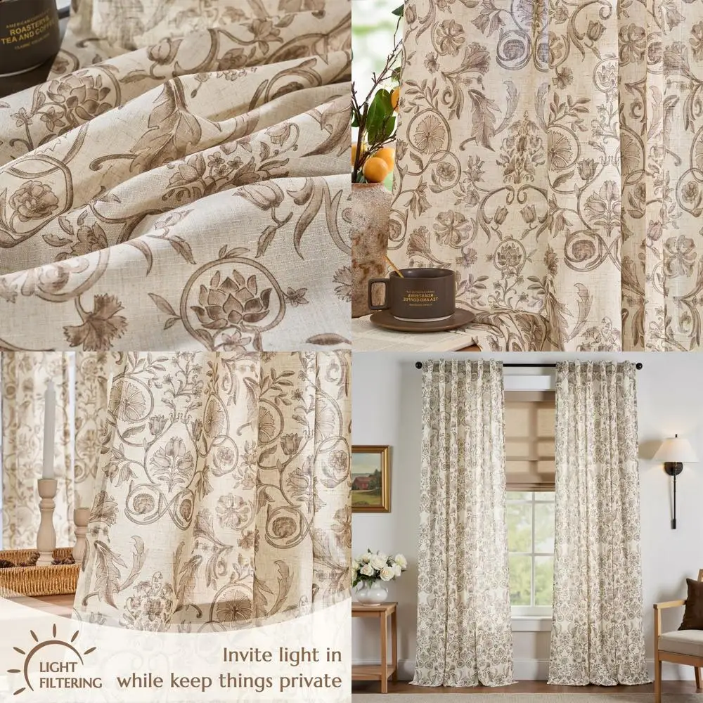 Винтажные темно-серо-бежевые льняные шторы с цветочным принтом, длина 96, светофильтр, стиль фермерского дома, комплект из 2 панелей с задним карманом для стержня
Винтажные темно-серо-бежевые льняные шторы с цветочным принтом, длина 96, светофильтр, стиль фермерского дома, комплект из 2 панелей с задним карманом для стержня