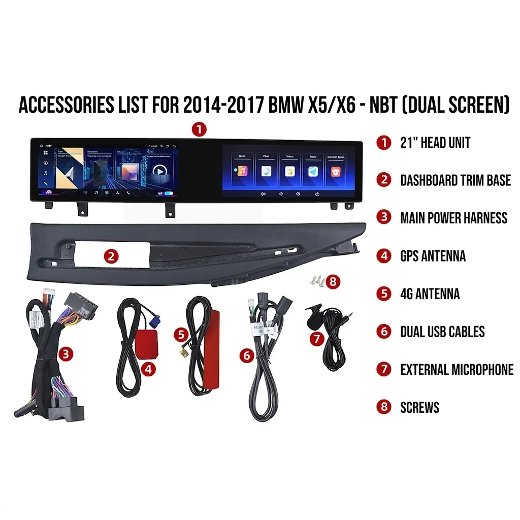 21" Curved Dual Screen Android 15 For BMW 5 Series F10 X5 E70 F15 6G 128G Wireless CarPlay CCC CIC NBT EVO Multimedia Player
21" Curved Dual Screen Android 15 For BMW 5 Series F10 X5 E70 F15 6G 128G Wireless CarPlay CCC CIC NBT EVO Multimedia Player