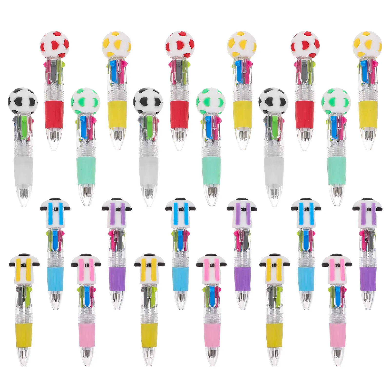 24Pcs Football Ballpoint Pens 4-in-1 Multicolored Retractable Smooth Ink Soccer Jersey Themed School Stationery Party Favors
24Pcs Football Ballpoint Pens 4-in-1 Multicolored Retractable Smooth Ink Soccer Jersey Themed School Stationery Party Favors