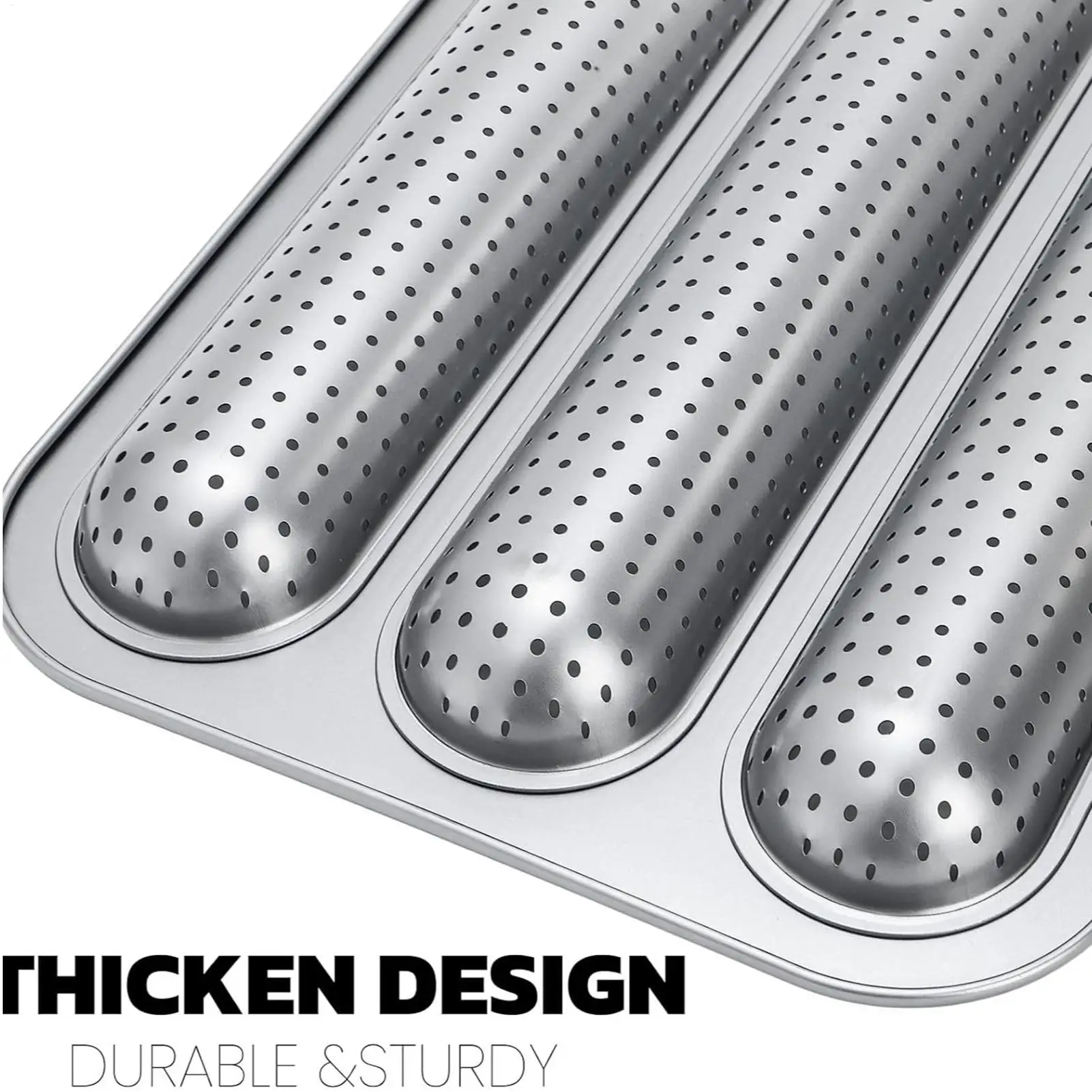 French Bread Baking Pan 3-Cavity Non-Stick Perforated Baking Mold 2 Pieces Baguette Tray For Home Kitchen Outdoor Cooking Daily
French Bread Baking Pan 3-Cavity Non-Stick Perforated Baking Mold 2 Pieces Baguette Tray For Home Kitchen Outdoor Cooking Daily