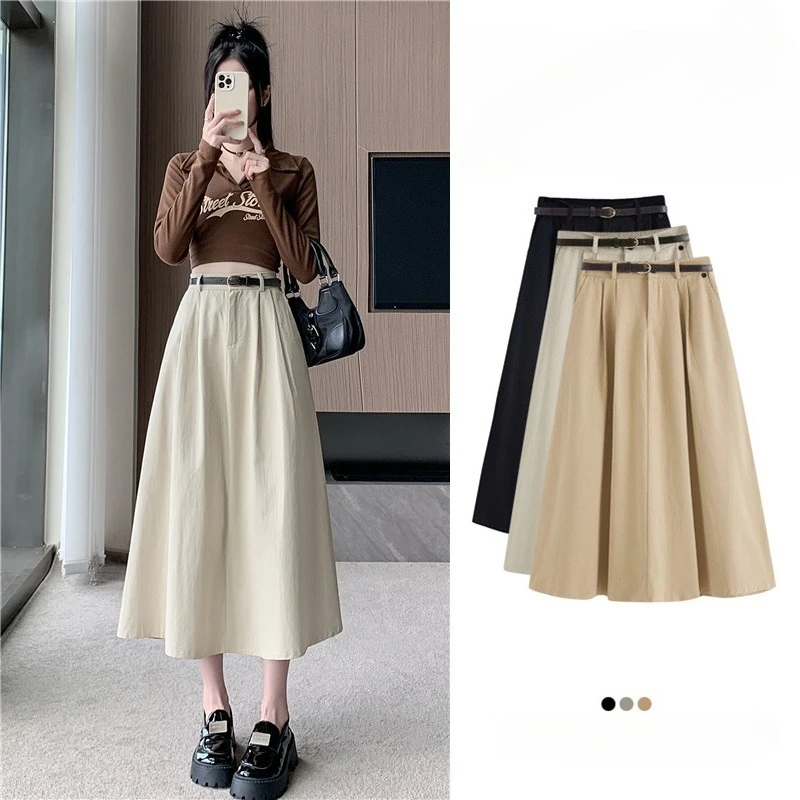Autumn Washed Cotton Women's Wrap Umbrella Skirt with Belted 2025 New High Waist Korean Office Loose A-line Skirts Pocket Female
Autumn Washed Cotton Women's Wrap Umbrella Skirt with Belted 2025 New High Waist Korean Office Loose A-line Skirts Pocket Female