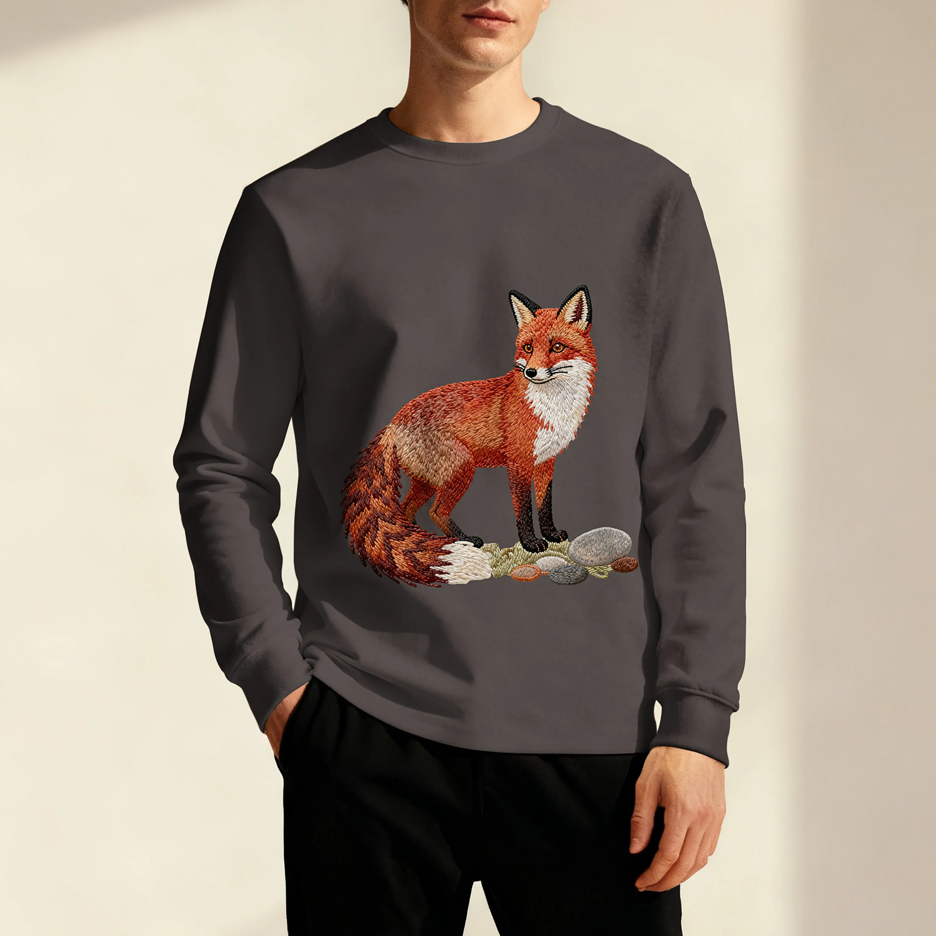 Мужская осенне-зимняя толстовка с круглым вырезом и принтом | Классический крой с рисунком лисы | Стильный, персонализированный и универсальный на каждый день
Мужская осенне-зимняя толстовка с круглым вырезом и принтом | Классический крой с рисунком лисы | Стильный, персонализированный и универсальный на каждый день