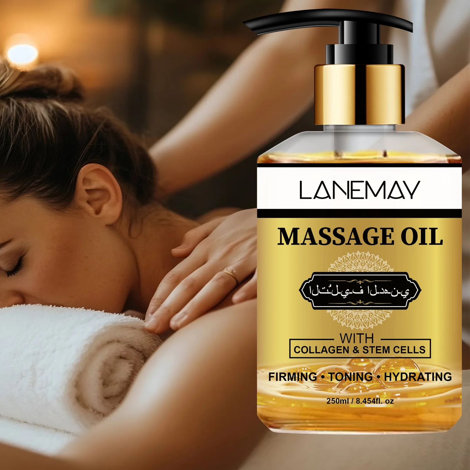 Collagen-containing massage oil tightens and moisturizes the skin, relieves muscle tension, and reduces stress for relaxation
Collagen-containing massage oil tightens and moisturizes the skin, relieves muscle tension, and reduces stress for relaxation