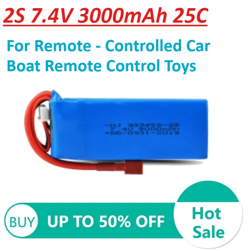 Rechargeable Batteries 2S 7.4V 3000mAh 25C for Remote - Controlled Car Boat Remote Control Toys Lithium Battery
Rechargeable Batteries 2S 7.4V 3000mAh 25C for Remote - Controlled Car Boat Remote Control Toys Lithium Battery