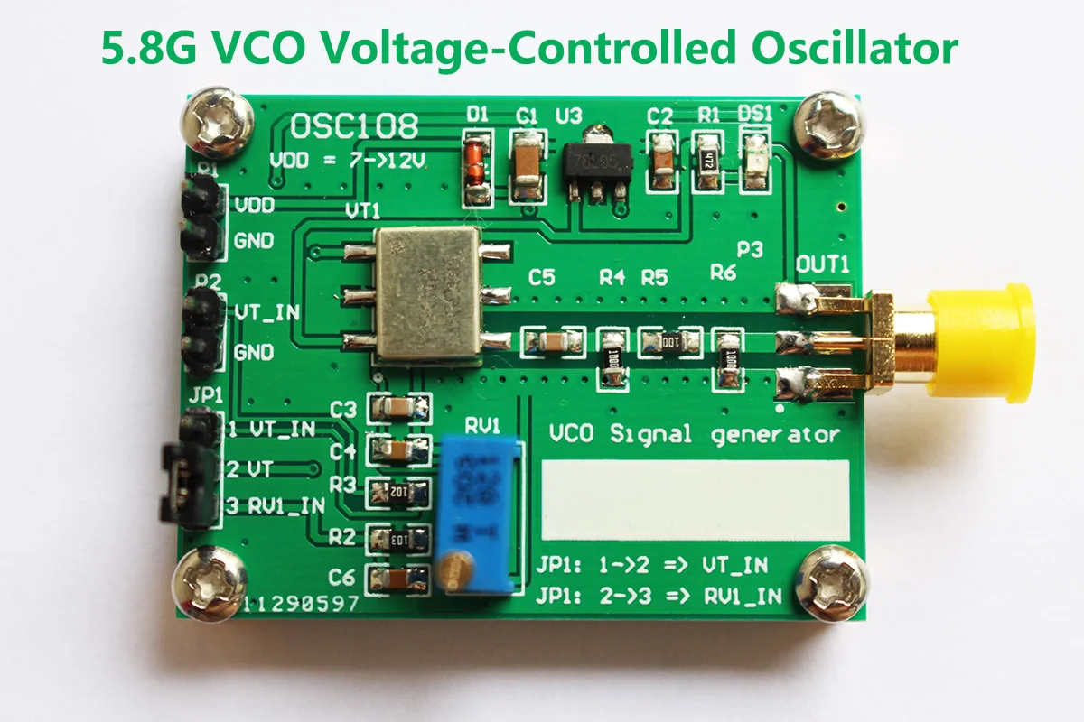5.8GHz VCO signal generator RF Microwave VCO voltage controlled oscillator 5.8G DC 7-12V
5.8GHz VCO signal generator RF Microwave VCO voltage controlled oscillator 5.8G DC 7-12V