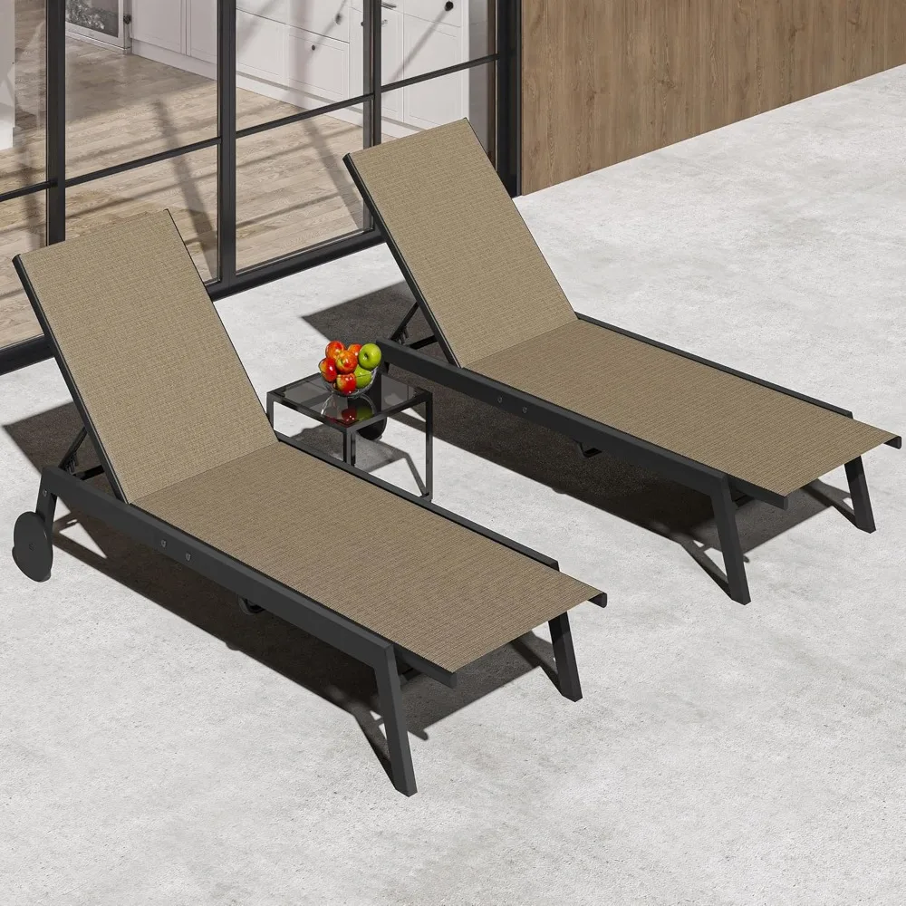 Outdoor Chaise Lounge Chairs Set of 3, Pool Loungers with Side Table, 5-Position Adjustable Backrest,Textile Fabric, an|
Outdoor Chaise Lounge Chairs Set of 3, Pool Loungers with Side Table, 5-Position Adjustable Backrest,Textile Fabric, an|