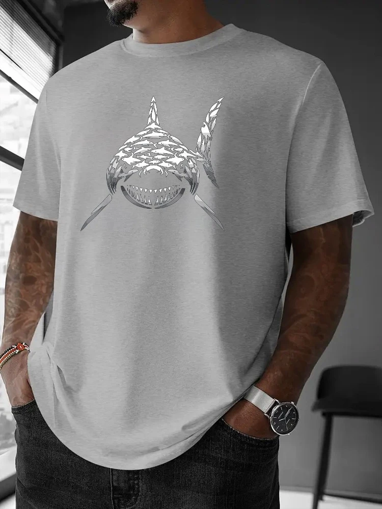 Shark Graphic - Casual Streetwear Design, -100% cotton summer short-sleeved O-neck men's printed T-shirt.
Shark Graphic - Casual Streetwear Design, -100% cotton summer short-sleeved O-neck men's printed T-shirt.